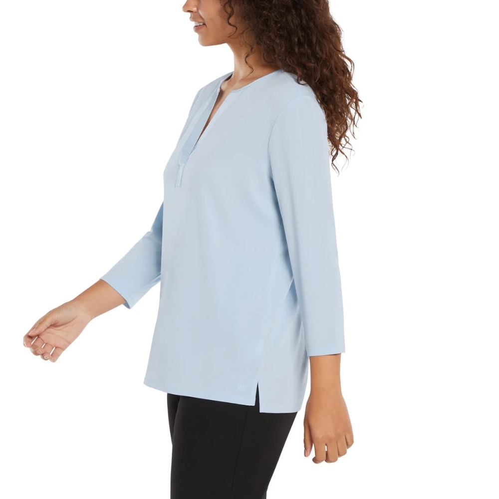 Banana Republic Womens' Black Relaxed Fit Tunic Style 3/4 Sleeve Blouse - Picture 11 of 14